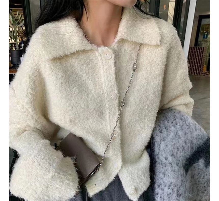 Plain Cardigan Collar