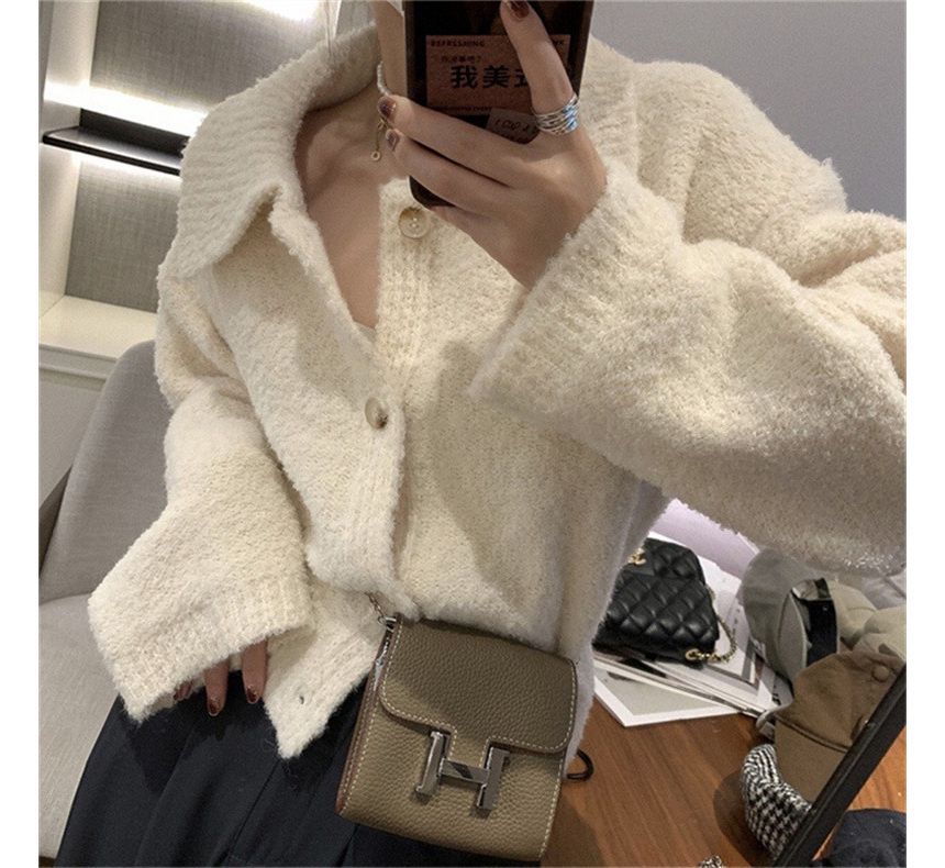 Plain Cardigan Collar