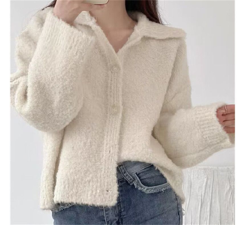 Plain Cardigan Collar