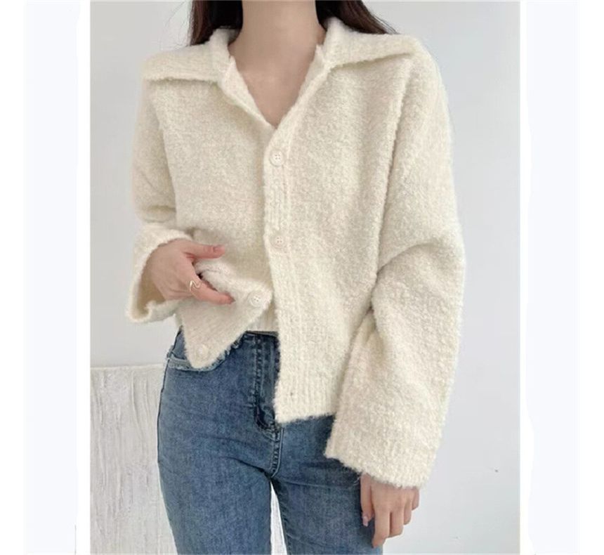 Plain Cardigan Collar