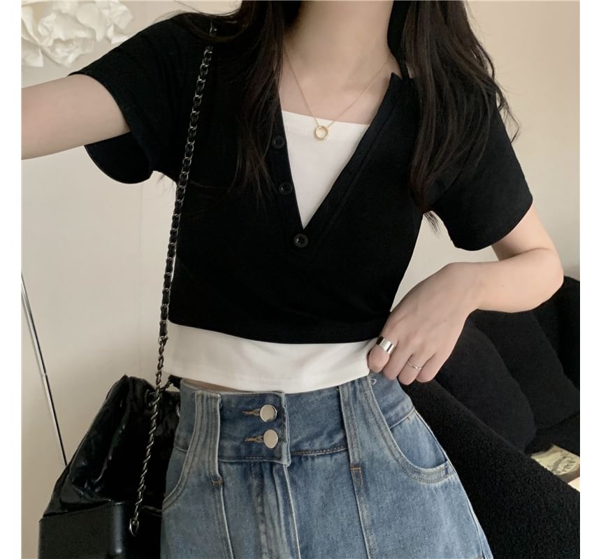 Halter Top Two-Piece Short-Sleeve Mock