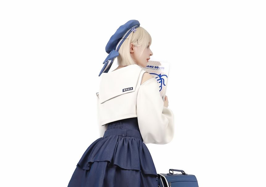 Robe courte trapèze sans manches Lolita à épaules dénudées et à lettrage