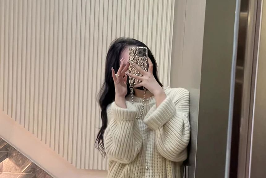 Sweater Dress Plain Crew Slit Neck Midi