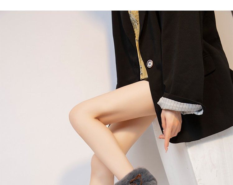 Boots Ankle Platform Heel Trim Chunky Fluffy