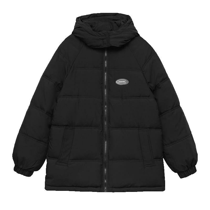 Hooded Lettering Puffer Jacket