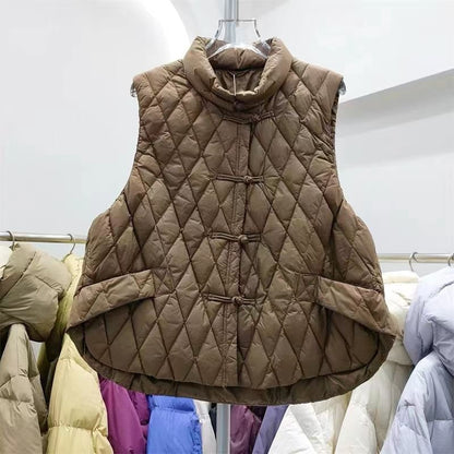 Stand Collar Plain Quilted Vest