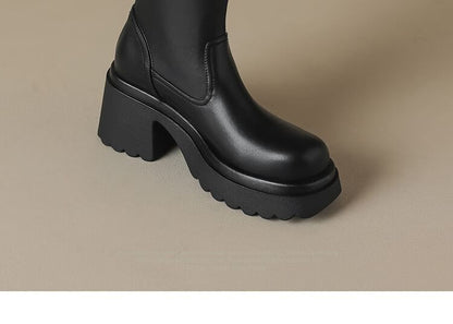 Platform Faux Leather Short Boots