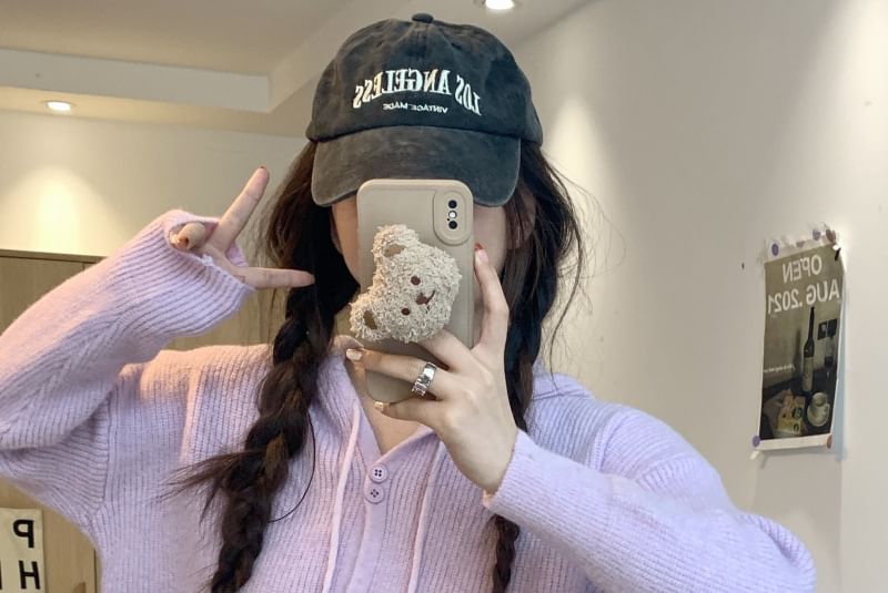 Cardigan Plain Button-Up Hooded