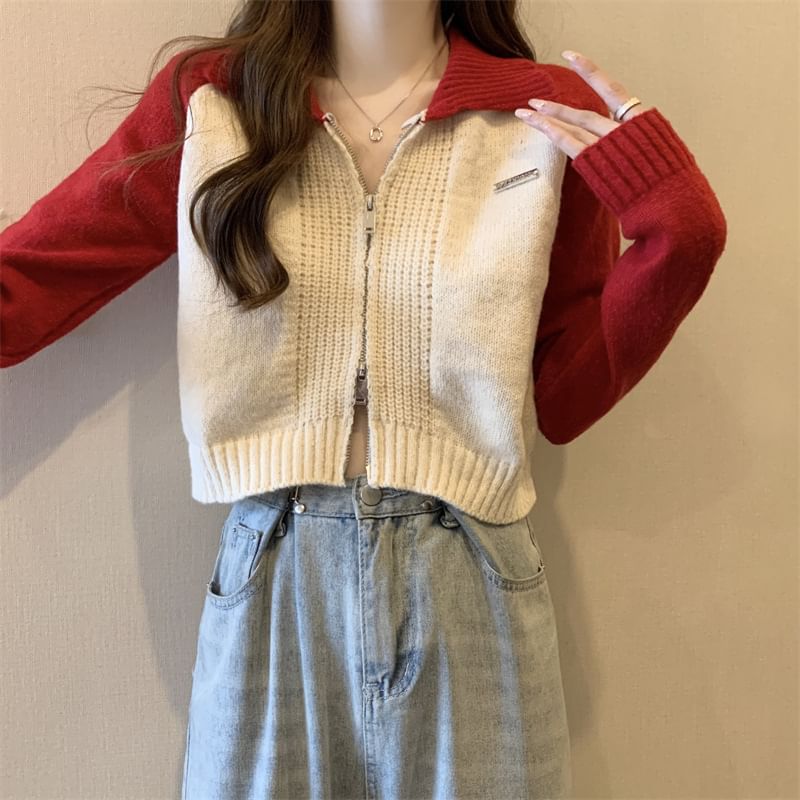 Cardigan Two-Tone Polo Zip
