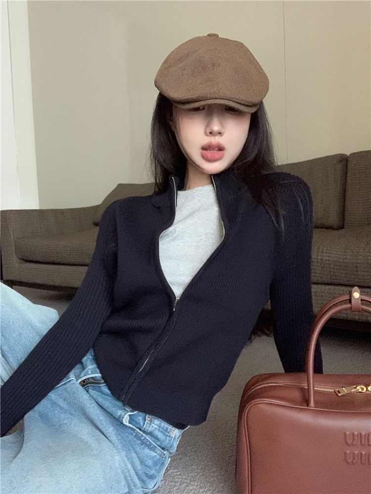 Sweater Slim-Fit Plain Zip