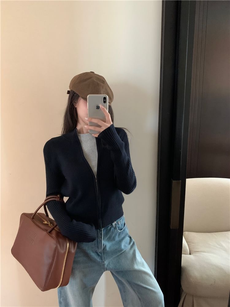 Sweater Slim-Fit Plain Zip