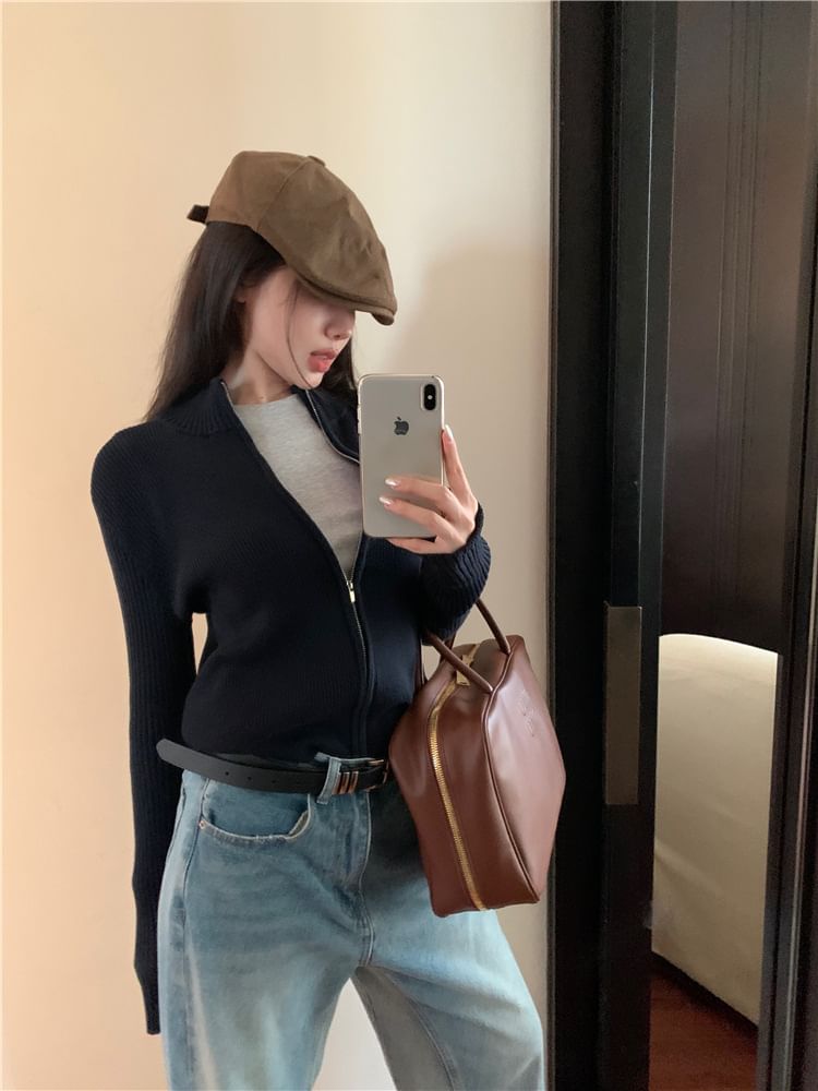 Sweater Slim-Fit Plain Zip