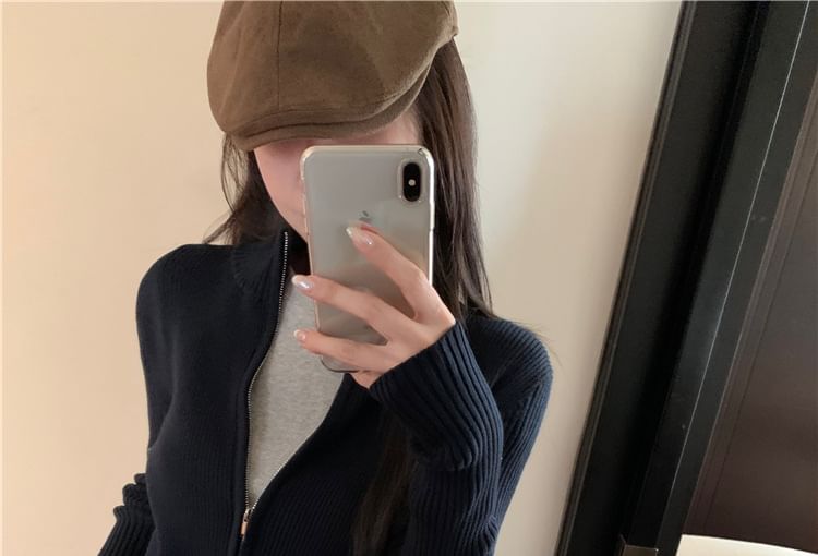 Sweater Slim-Fit Plain Zip