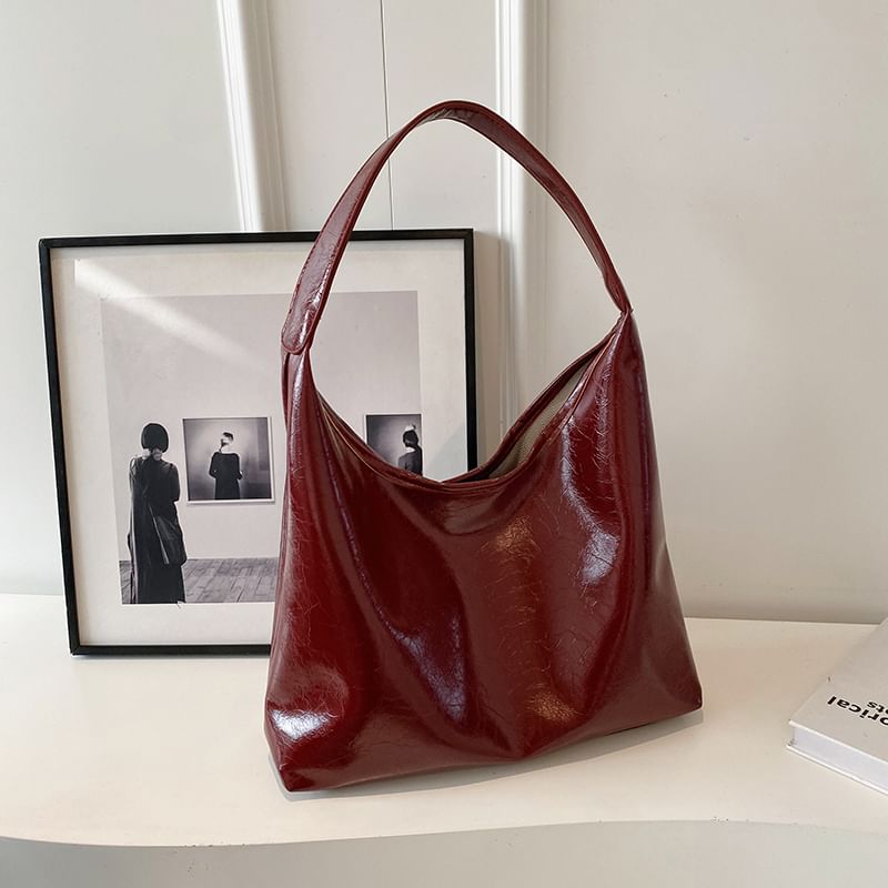 Leather Faux Tote Plain Bag