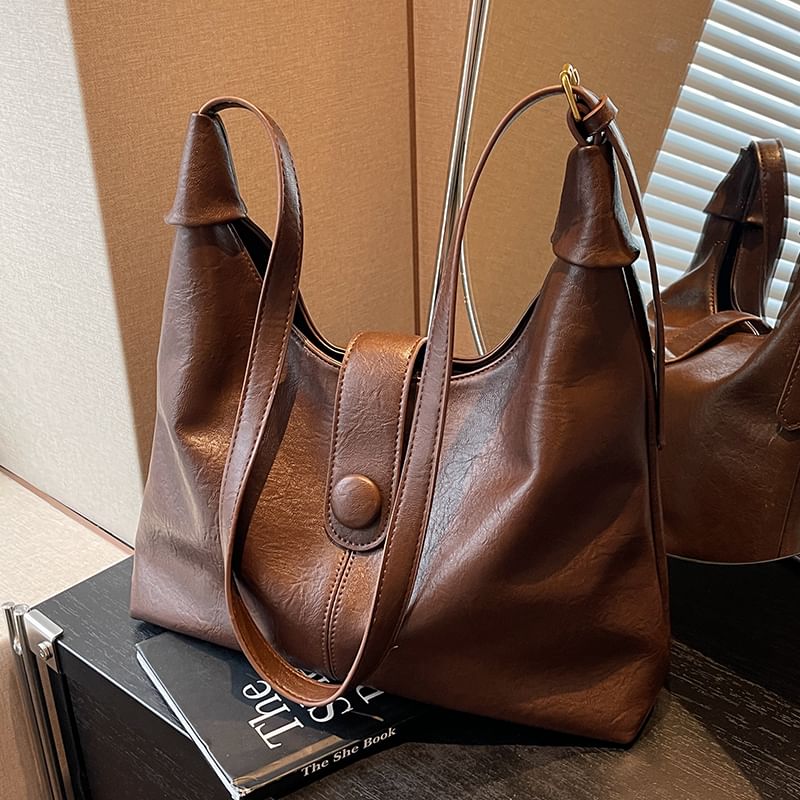 Bag Faux Plain Tote Leather