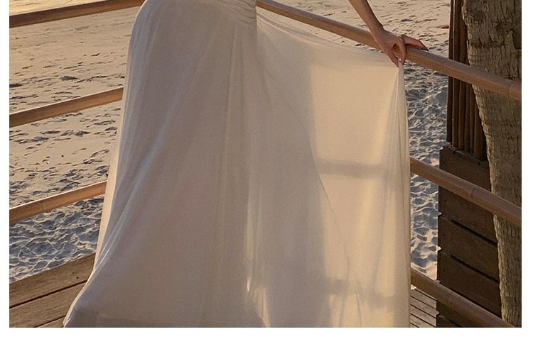 A-Line Dress Neckline Strap Maxi Plain Sweetheart Spaghetti