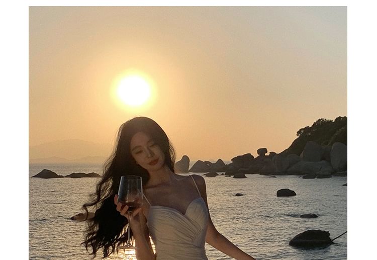 A-Line Dress Neckline Strap Maxi Plain Sweetheart Spaghetti