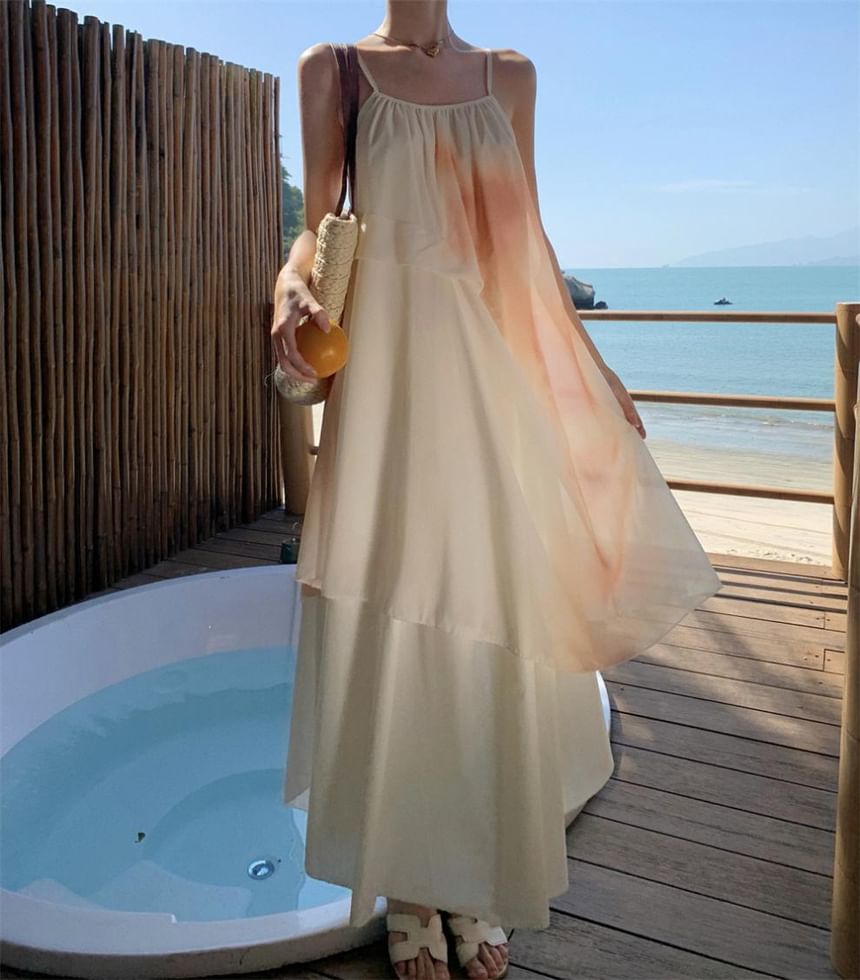 Maxi Print Dress A-Line Strap Spaghetti