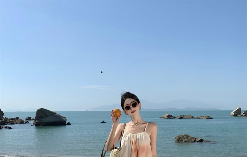 Maxi Print Dress A-Line Strap Spaghetti