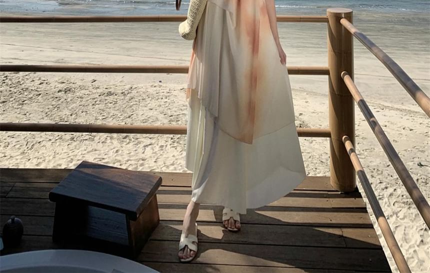 Maxi Print Dress A-Line Strap Spaghetti