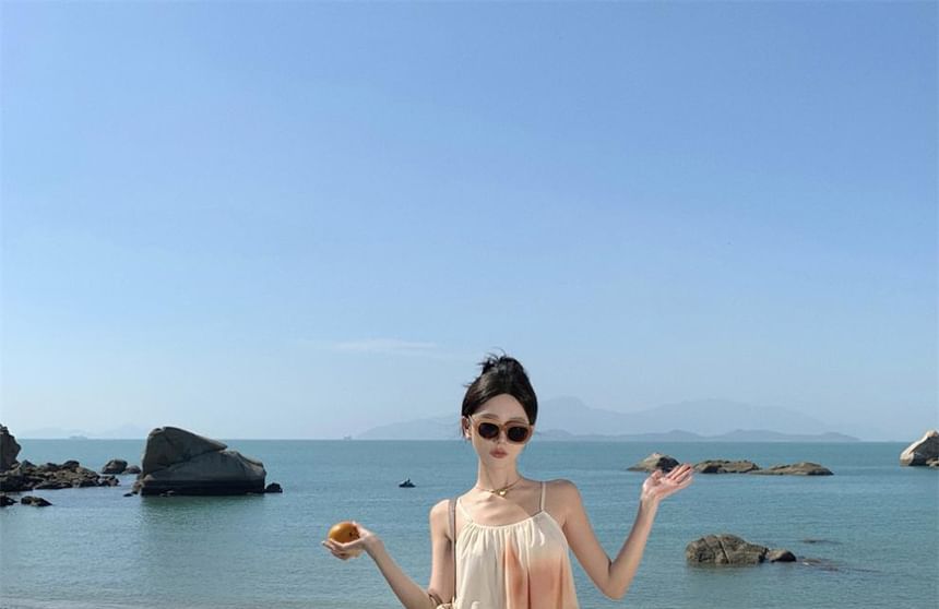 Maxi Print Dress A-Line Strap Spaghetti