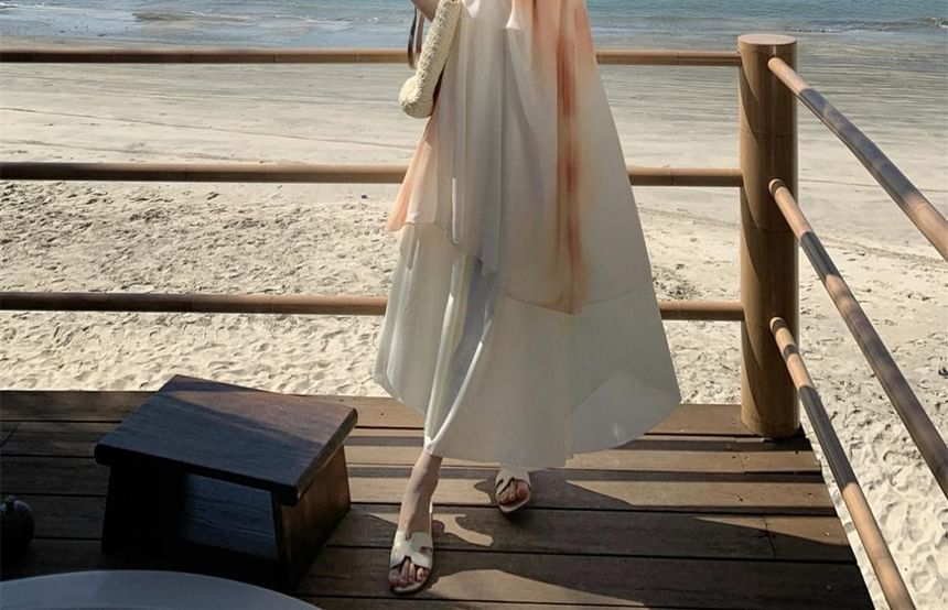 Maxi Print Dress A-Line Strap Spaghetti