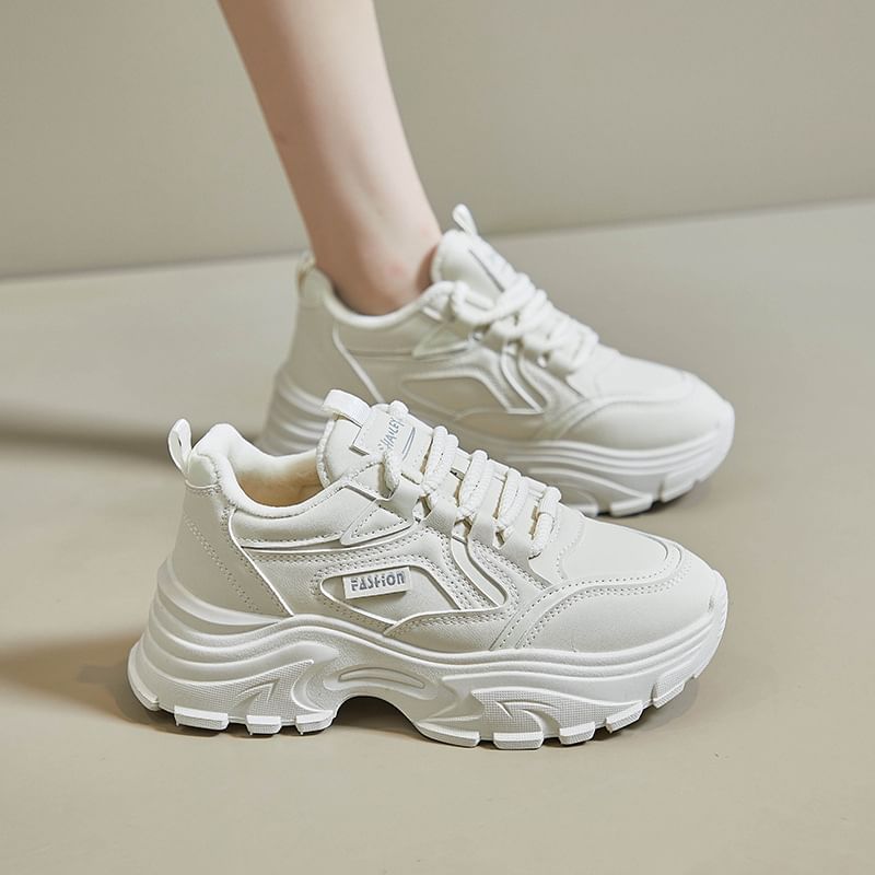 Sneakers Striped Platform Lace-Up