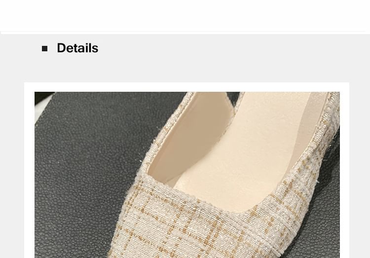 Sandals Pointed Slingback Kitten Plaid Heel