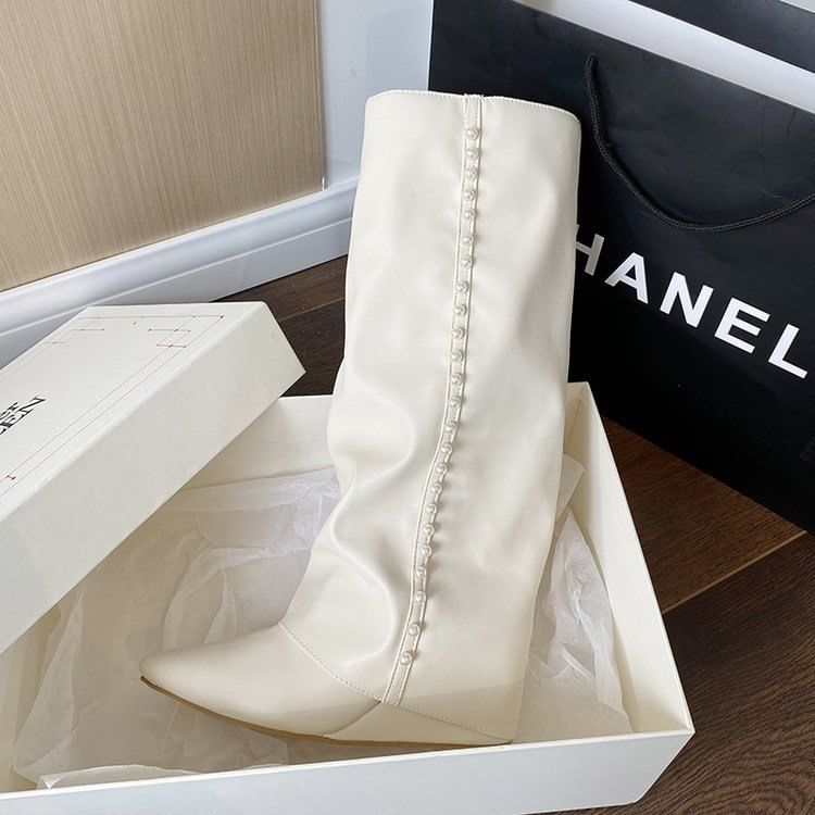 Wedge Tall Boots Pointy