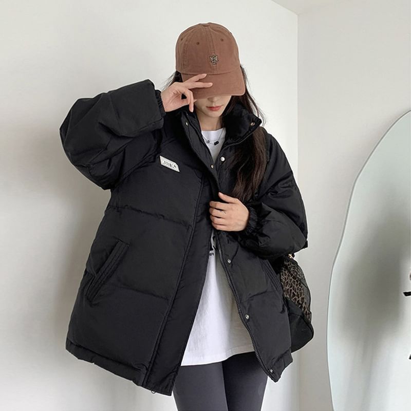 Plain Applique Puffer Jacket