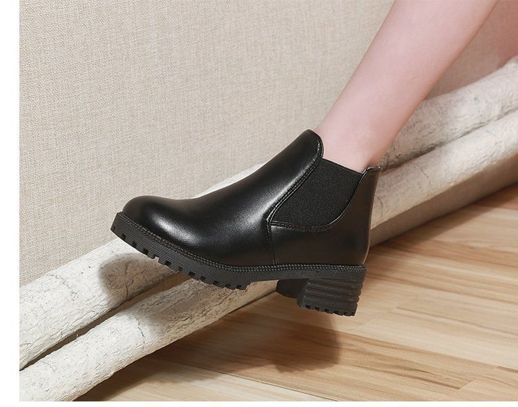 Leather Boots Faux Short Chelsea