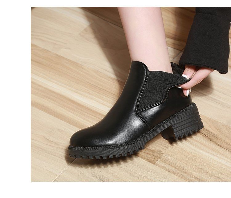 Leather Boots Faux Short Chelsea