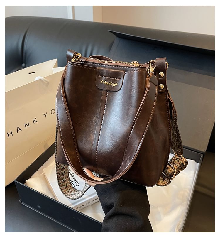 Faux Bag Bucket Leather