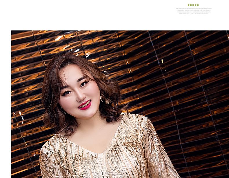 Shiny V-Neck Gown Short-Sleeve Evening Plus A-Line Size