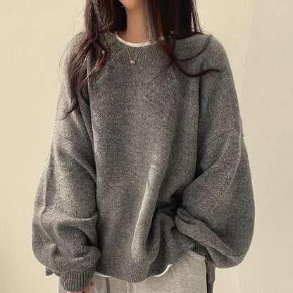 Crew Neck Plain Oversized Sweater