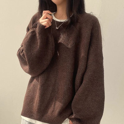 Crew Neck Plain Oversized Sweater