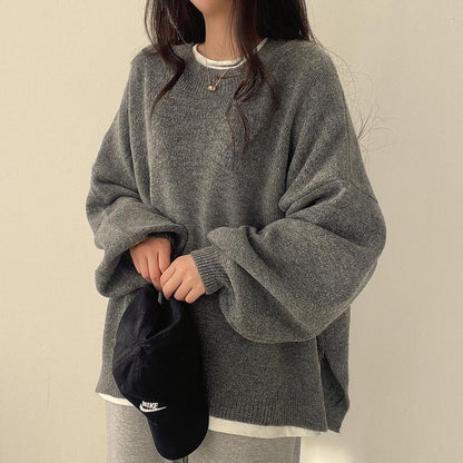 Crew Neck Plain Oversized Sweater