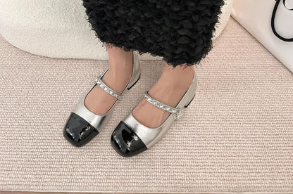 Square-Toe Chained Mary Jane Shoes