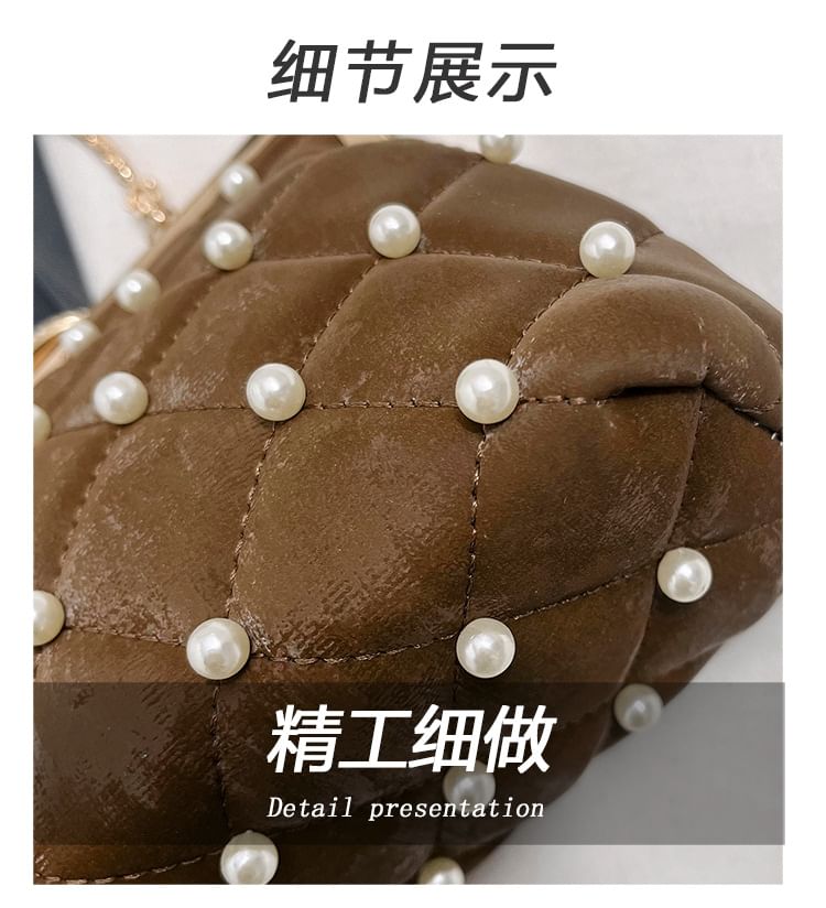 Crossbody Faux Strap Chain Bag Pearl