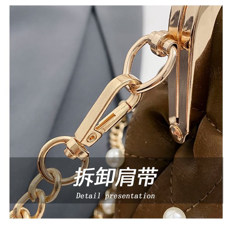 Crossbody Faux Strap Chain Bag Pearl