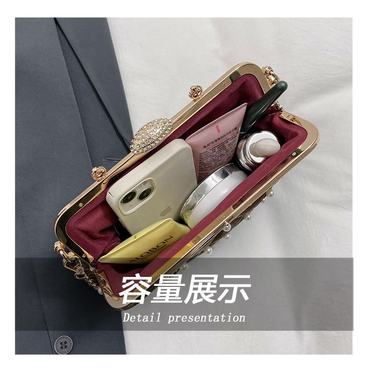 Crossbody Faux Strap Chain Bag Pearl