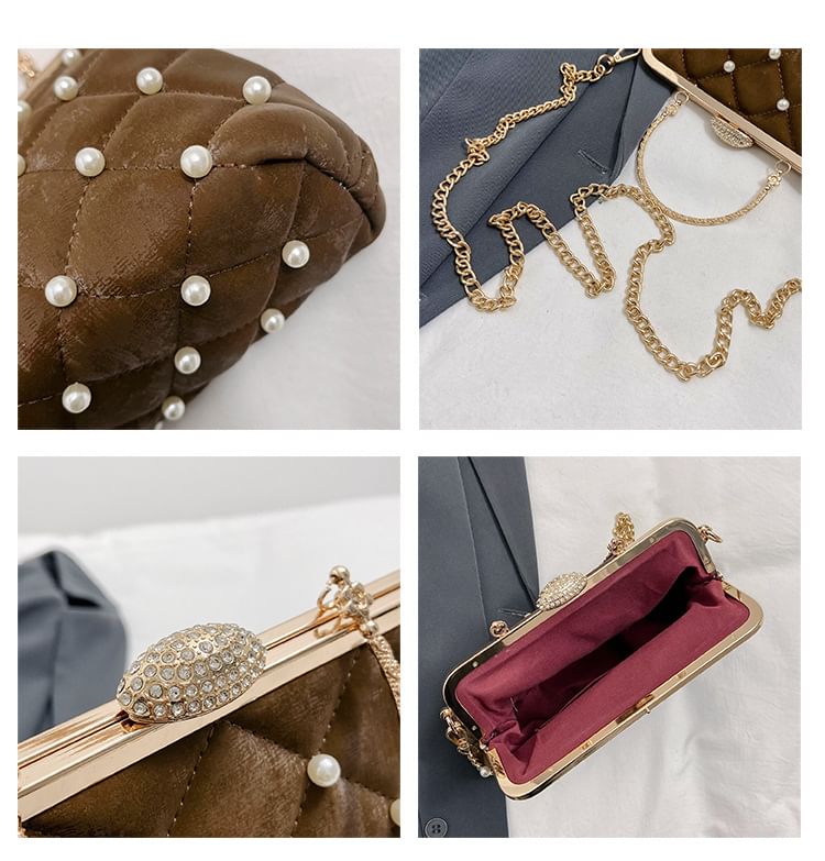 Crossbody Faux Strap Chain Bag Pearl