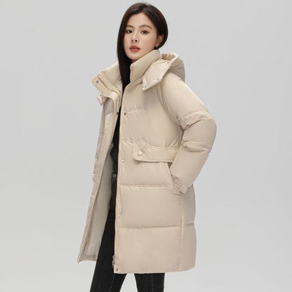 Hooded Zip-Up Padded Long Coat