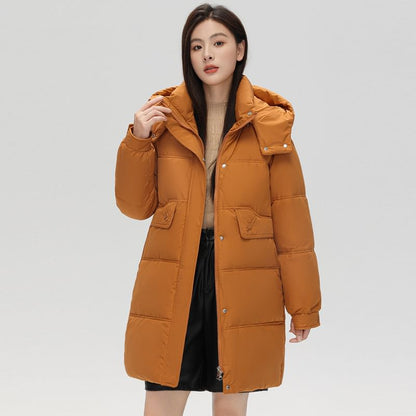 Hooded Zip-Up Padded Long Coat