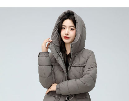 Hooded Padded Zip-Up Long Coat