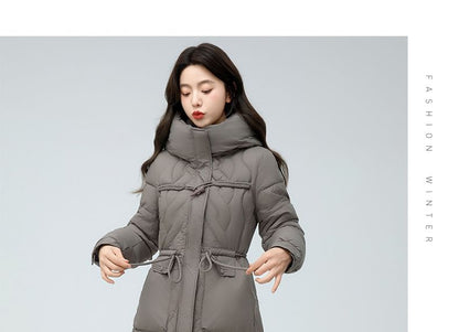 Hooded Padded Zip-Up Long Coat