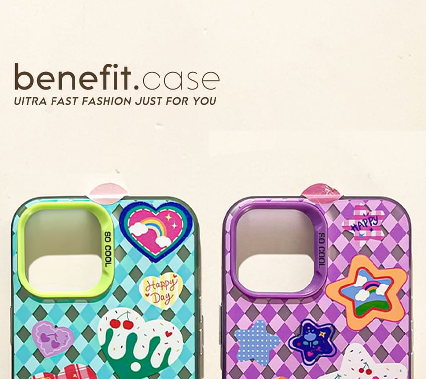 / Case Heart Phone Argyle Star