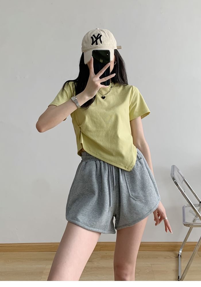 Sweat Waist Shorts Plain Drawstring