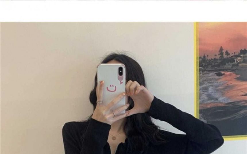 Collared Zip Plain Cardigan