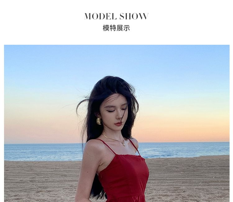 Spaghetti Strap Dress A-Line Sheer Asymmetrical